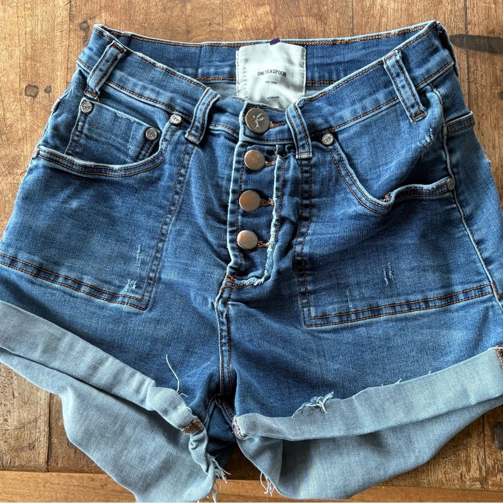 One Teaspoon Harlets High Rise Stretch Denim Shorts Size 28